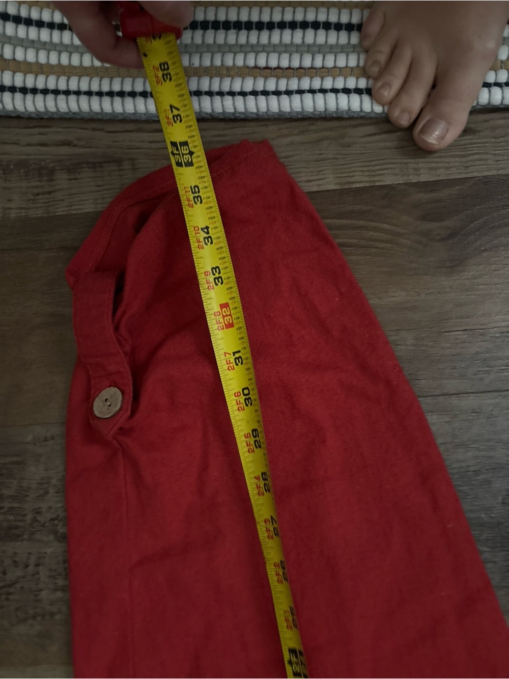 Women’s Red Drawstring Button-Cuff Pants - Picture 4 of 4